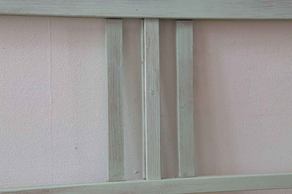 アンティーク　ミントグリーンペイントのガラス戸2枚セット(窓)(1)