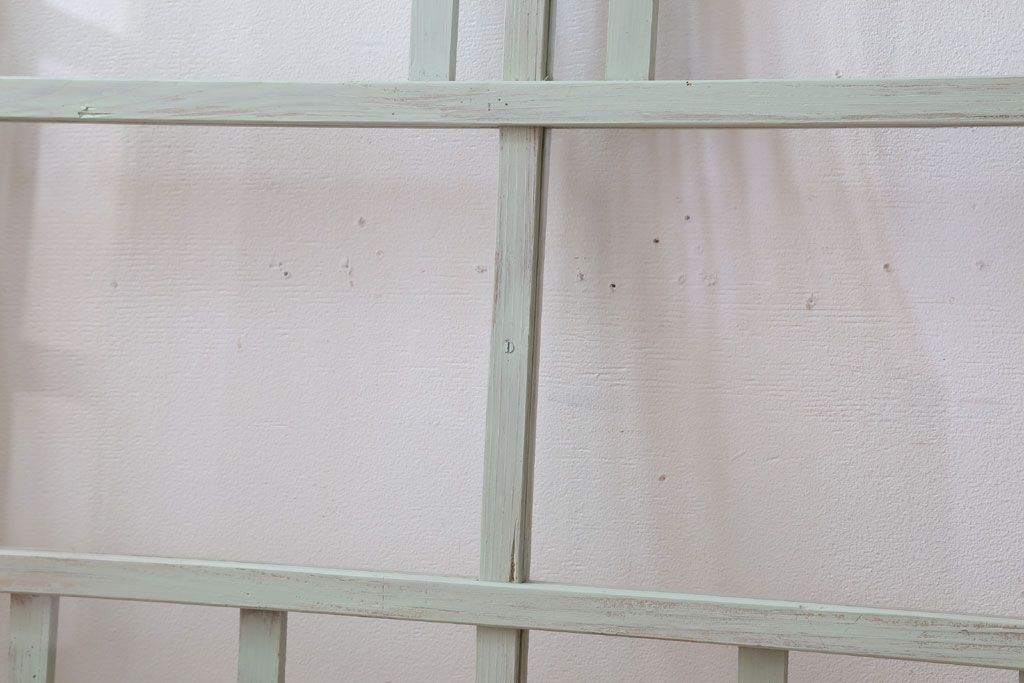 アンティーク　ミントグリーンペイントのガラス戸2枚セット(窓)(1)