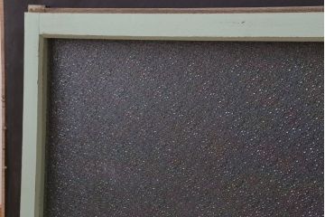 アンティーク　ダイヤガラス入り!ミントグリーンペイントのガラス戸2枚セット(窓)(1)