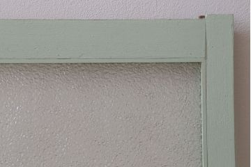 アンティーク　ダイヤガラス入り!ミントグリーンペイントのガラス戸2枚セット(窓)(1)