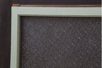 アンティーク　ダイヤガラス入り!ミントグリーンペイントのガラス戸2枚セット(窓)(2)