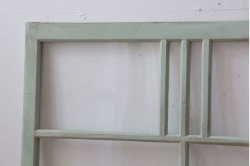 アンティーク　ミントグリーンペイントのガラス戸2枚セット(窓)(2)