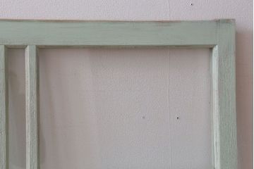 アンティーク　ミントグリーンペイントのガラス戸2枚セット(窓)(2)