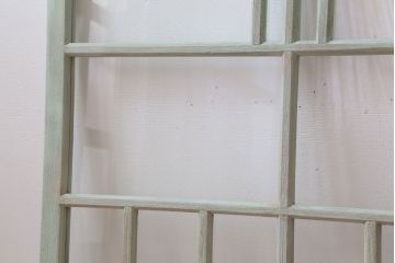 アンティーク　ミントグリーンペイントのガラス戸2枚セット(窓)(2)