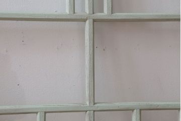 アンティーク　ミントグリーンペイントのガラス戸2枚セット(窓)(2)