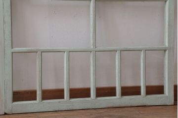 アンティーク　ミントグリーンペイントのガラス戸2枚セット(窓)(2)