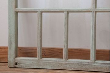 アンティーク　ミントグリーンペイントのガラス戸2枚セット(窓)(2)