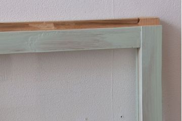 アンティーク　ミントグリーンペイントのガラス戸2枚セット(窓)(2)