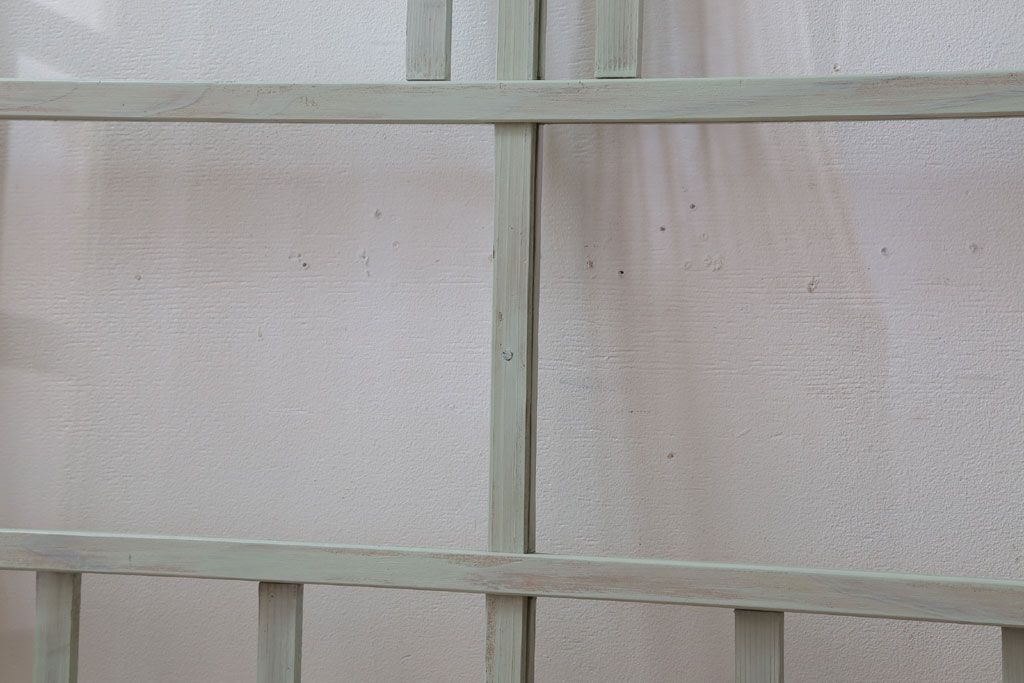 アンティーク　ミントグリーンペイントのガラス戸2枚セット(窓)(2)