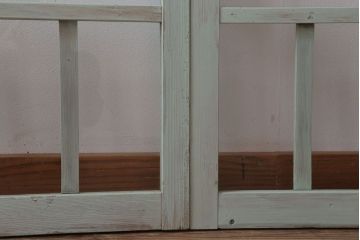 アンティーク　ミントグリーンペイントのガラス戸2枚セット(窓)(2)