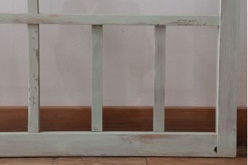 アンティーク　ミントグリーンペイントのガラス戸2枚セット(窓)(2)