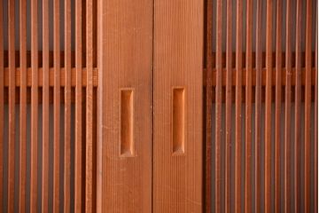 和製アンティーク　裏すりガラス入り!木味が美しい格子戸3枚セット