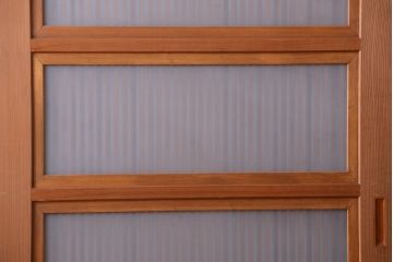 和製アンティーク　裏すりガラス入り!木味が美しい格子戸3枚セット