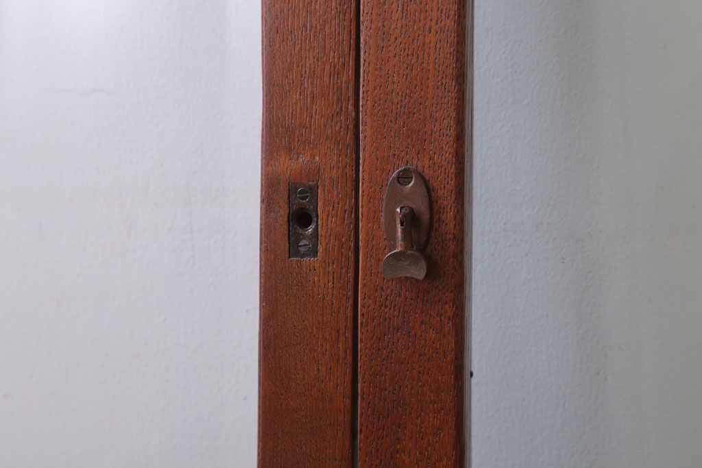 和製アンティーク　総欅材!面取りガラスの引き戸2枚セット(窓)