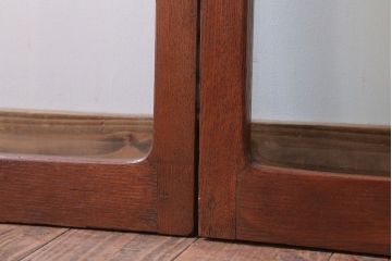 和製アンティーク　総欅材!面取りガラスの引き戸2枚セット(窓)