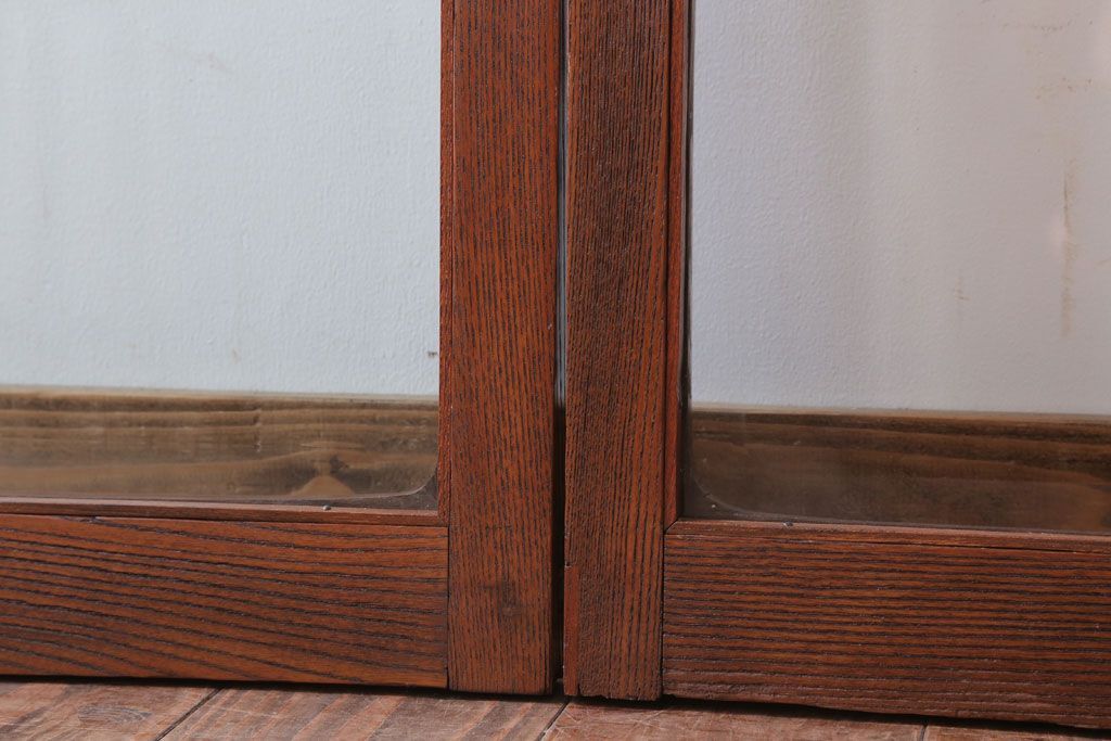 和製アンティーク　総欅材!面取りガラスの引き戸2枚セット(窓)