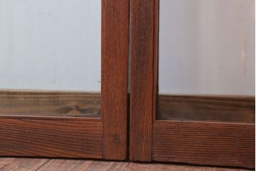 和製アンティーク　総欅材!面取りガラスの引き戸2枚セット(窓)