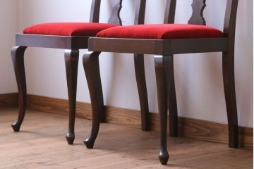 アンティーク家具　イギリスアンティーク　古いバーチ材のチェア2脚セット(ダイニングチェア)(1)