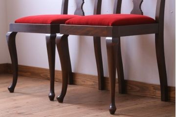 アンティーク家具　イギリスアンティーク　古いバーチ材のチェア2脚セット(ダイニングチェア)(2)