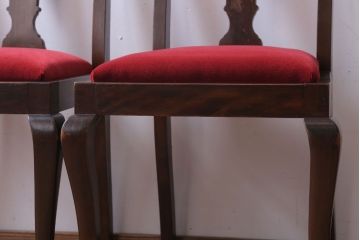 アンティーク家具　イギリスアンティーク　古いバーチ材のチェア2脚セット(ダイニングチェア)(2)