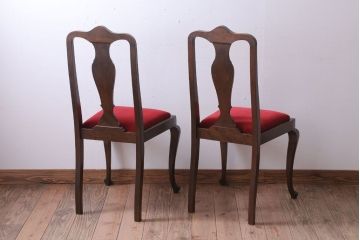 アンティーク家具　イギリスアンティーク　古いバーチ材のチェア2脚セット(ダイニングチェア)(2)