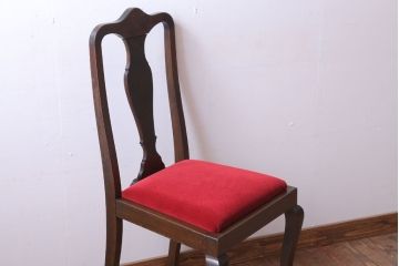 アンティーク家具　イギリスアンティーク　古いバーチ材のチェア(ダイニングチェア)(3)