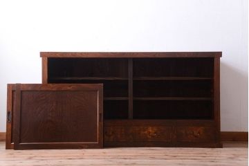 アンティーク家具　古民具・骨董　米沢地方　前面欅玉杢材!時代箪笥サイドボード(水屋箪笥)(1)