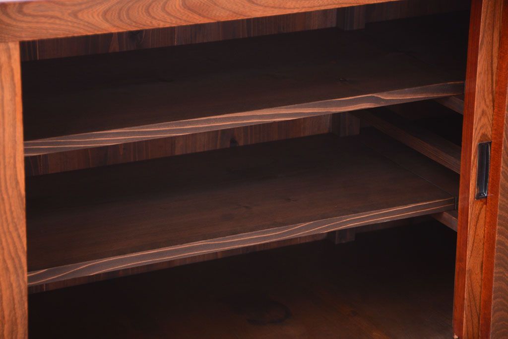 アンティーク家具　古民具・骨董　米沢地方　前面欅玉杢材!時代箪笥サイドボード(水屋箪笥)(1)