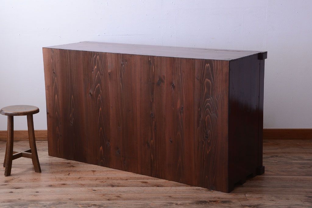 アンティーク家具　古民具・骨董　米沢地方　前面欅玉杢材!時代箪笥サイドボード(水屋箪笥)(1)