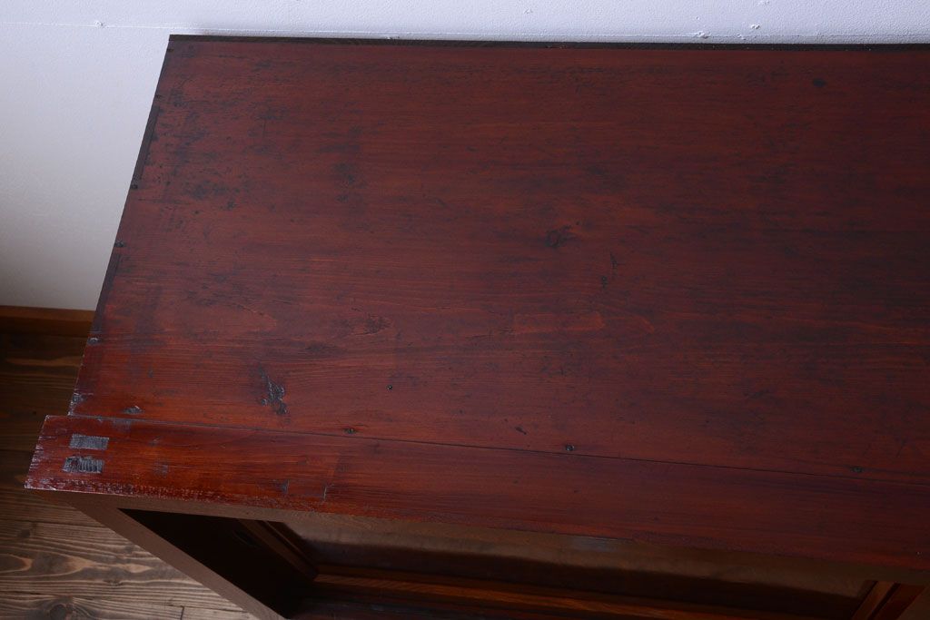 アンティーク家具　五尺　古民具・骨董　米沢地方　前面欅玉杢材!時代箪笥サイドボード(水屋箪笥)(2)