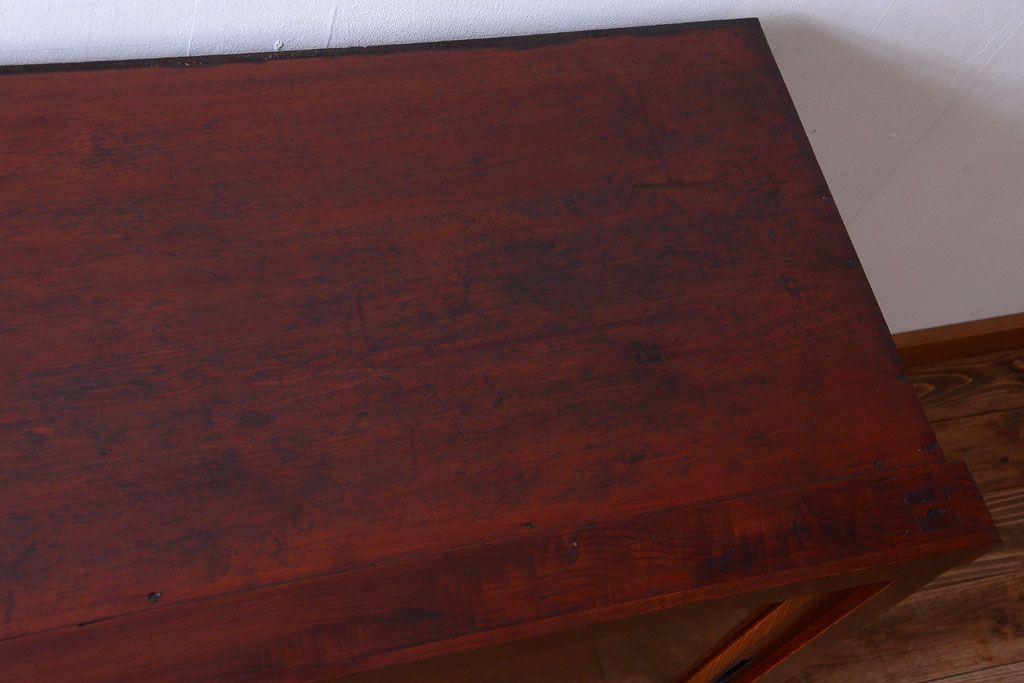 アンティーク家具　五尺　古民具・骨董　米沢地方　前面欅玉杢材!時代箪笥サイドボード(水屋箪笥)(2)