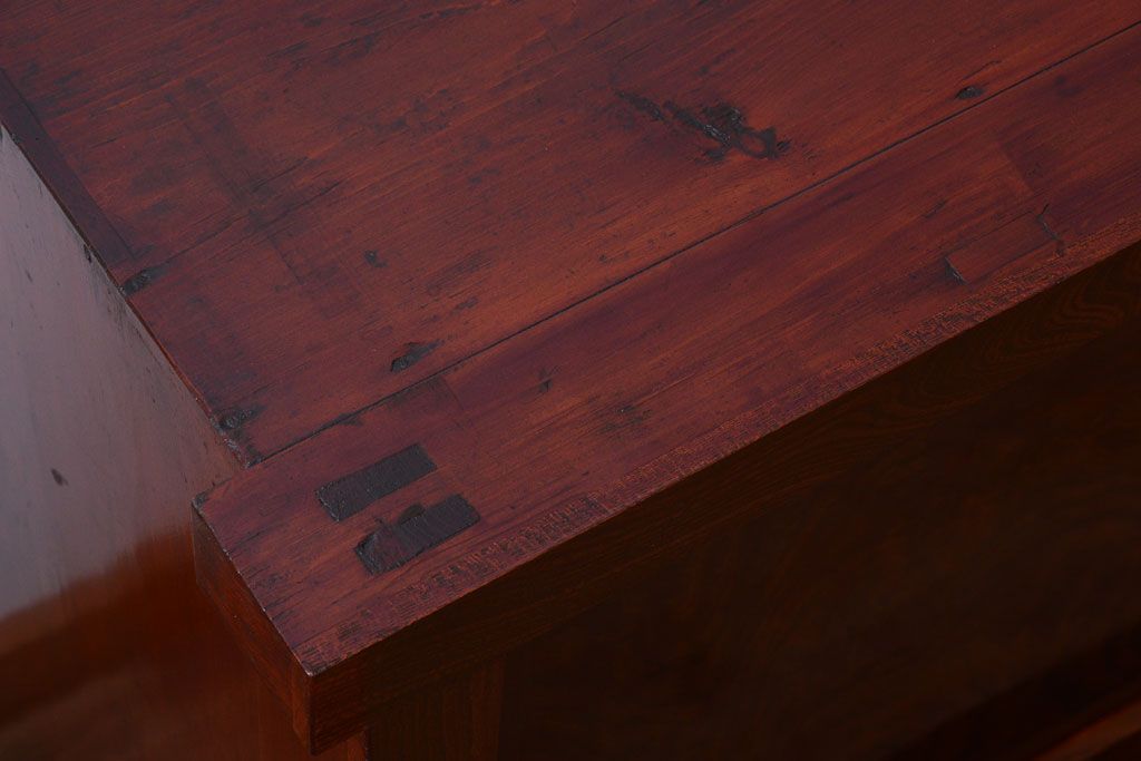 アンティーク家具　五尺　古民具・骨董　米沢地方　前面欅玉杢材!時代箪笥サイドボード(水屋箪笥)(2)