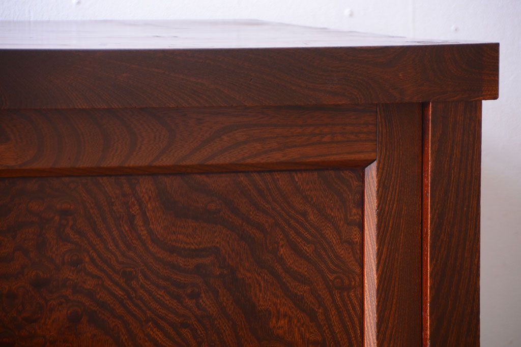 アンティーク家具　五尺　古民具・骨董　米沢地方　前面欅玉杢材!時代箪笥サイドボード(水屋箪笥)(2)