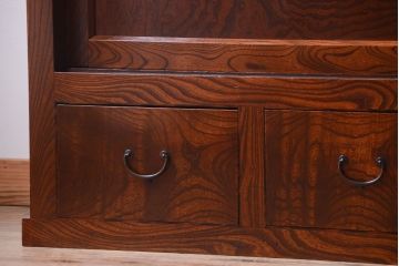 アンティーク家具　五尺　古民具・骨董　米沢地方　前面欅玉杢材!時代箪笥サイドボード(水屋箪笥)(2)