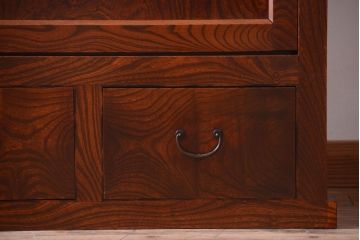 アンティーク家具　五尺　古民具・骨董　米沢地方　前面欅玉杢材!時代箪笥サイドボード(水屋箪笥)(2)