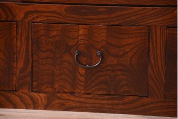 アンティーク家具　五尺　古民具・骨董　米沢地方　前面欅玉杢材!時代箪笥サイドボード(水屋箪笥)(2)