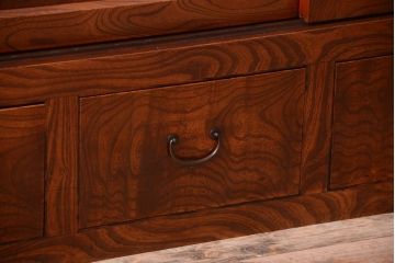 アンティーク家具　五尺　古民具・骨董　米沢地方　前面欅玉杢材!時代箪笥サイドボード(水屋箪笥)(2)