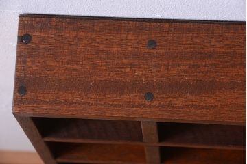 アンティーク家具　和製アンティーク　3×3　古い木製の壁掛けマス目棚(小)(1)