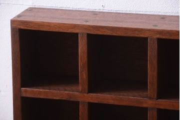 アンティーク家具　和製アンティーク　3×3　古い木製の壁掛けマス目棚(小)(1)