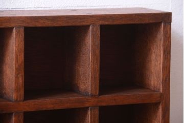 アンティーク家具　和製アンティーク　3×3　古い木製の壁掛けマス目棚(小)(1)