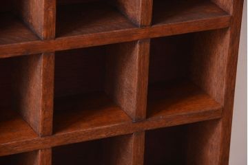 アンティーク家具　和製アンティーク　3×3　古い木製の壁掛けマス目棚(小)(1)