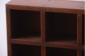 アンティーク家具　和製アンティーク　3×3　古い木製の壁掛けマス目棚(小)(2)