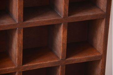 アンティーク家具　和製アンティーク　3×3　古い木製の壁掛けマス目棚(小)(2)