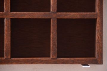 アンティーク家具　和製アンティーク　3×3　古い木製の壁掛けマス目棚(小)(2)