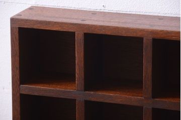アンティーク家具　和製アンティーク　3×3　古い木製の壁掛けマス目棚(小)(3)
