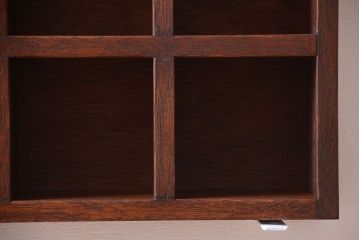 アンティーク家具　和製アンティーク　3×3　古い木製の壁掛けマス目棚(小)(3)