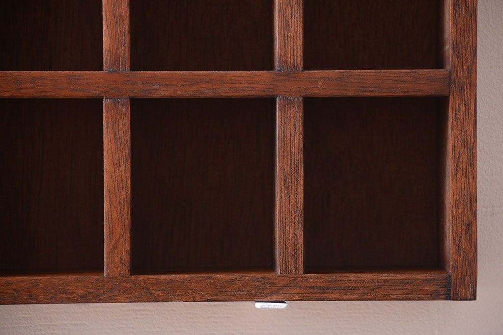 アンティーク家具　和製アンティーク　3×5　古い木製の壁掛けマス目棚(収納棚、飾り棚)(2)