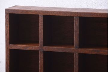 アンティーク家具　和製アンティーク　4×4　古い木製の壁掛けマス目棚(大)(2)