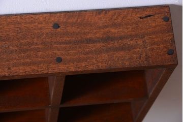 アンティーク家具　和製アンティーク　3×3　古い木製の壁掛けマス目棚(大)(1)