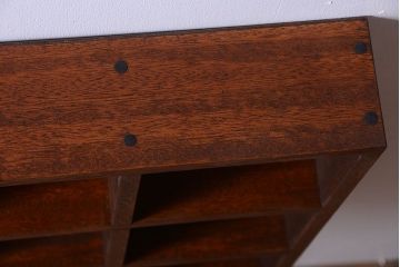 アンティーク家具　和製アンティーク　3×3　古い木製の壁掛けマス目棚(大)(2)